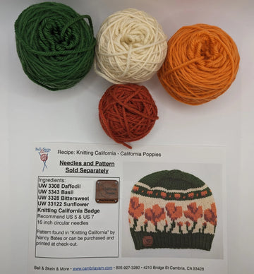 Knitting California - California Poppies Beanie Kit (Pattern Included)