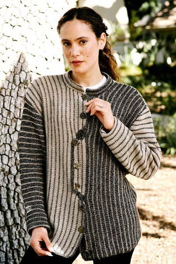 6500N Milos Reverse Closure Sideways Striped Cardigan  (Will be sent by Email)