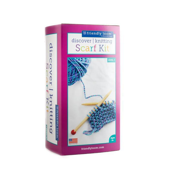 Discover Knitting Scarf Kit: Blue - Friendly Loom